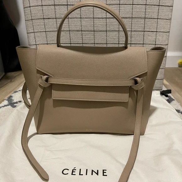 Celine Bags Celine Mini Belt Bag Light Taupe Grained Calfskin